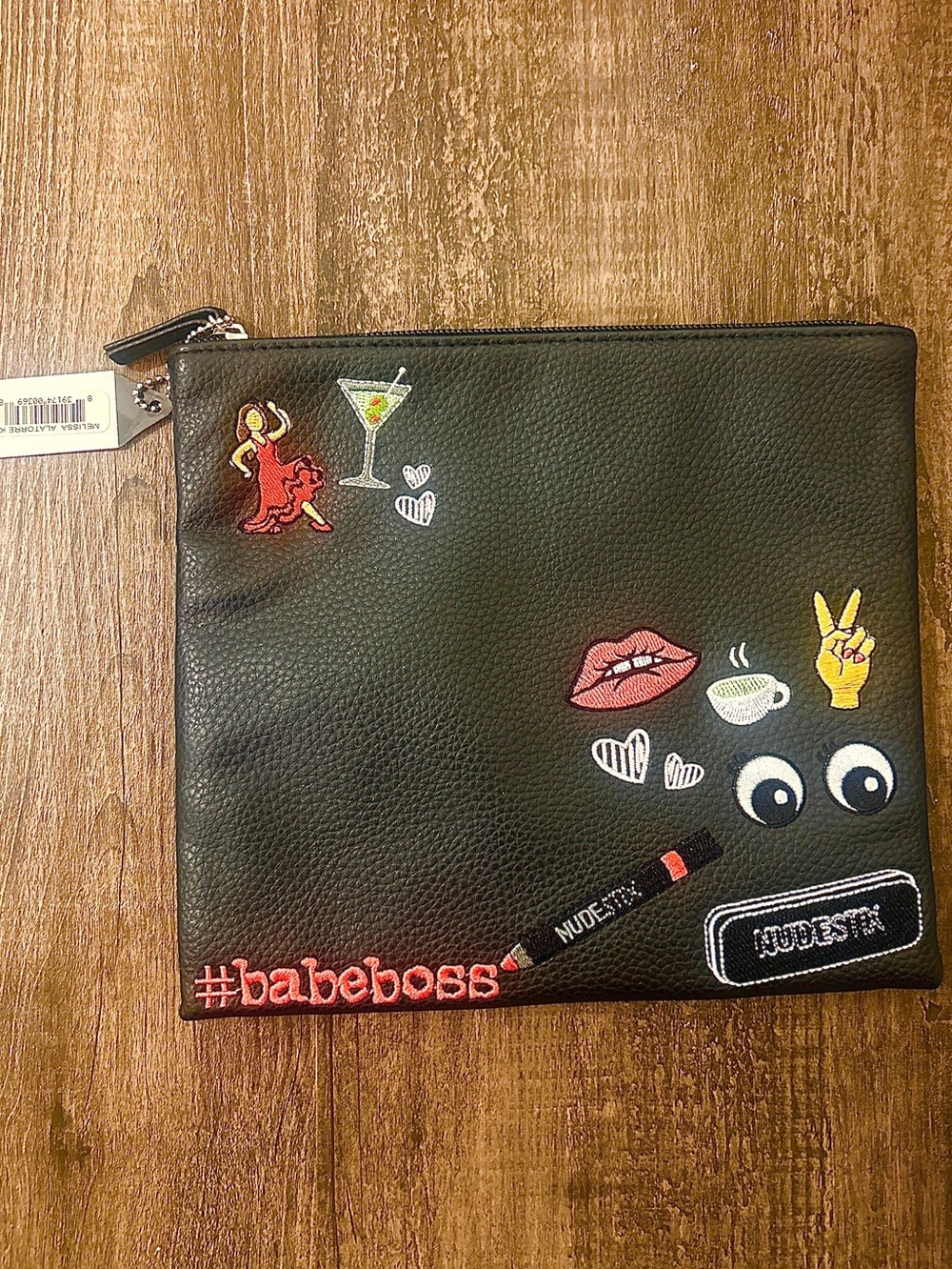 Black Cosmetic Pouch Zip Top Babe Boss 8.5 x 7.5 NWT